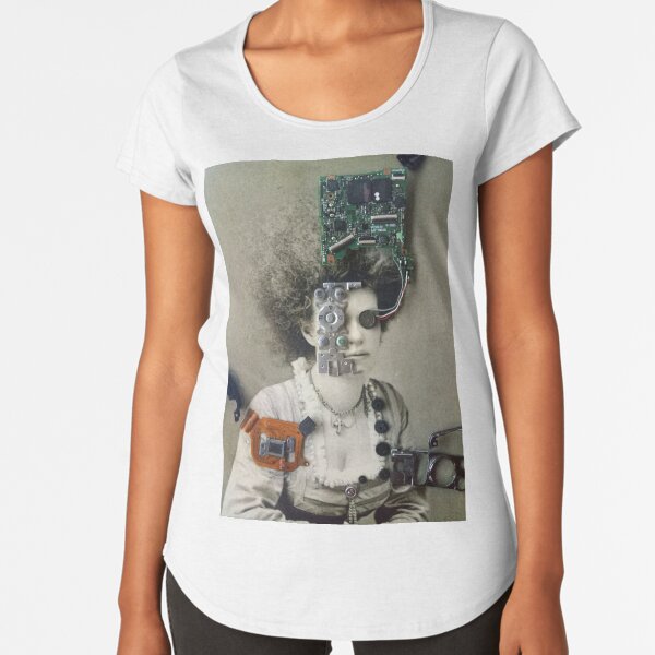Robotoic Woman Premium Scoop T-Shirt