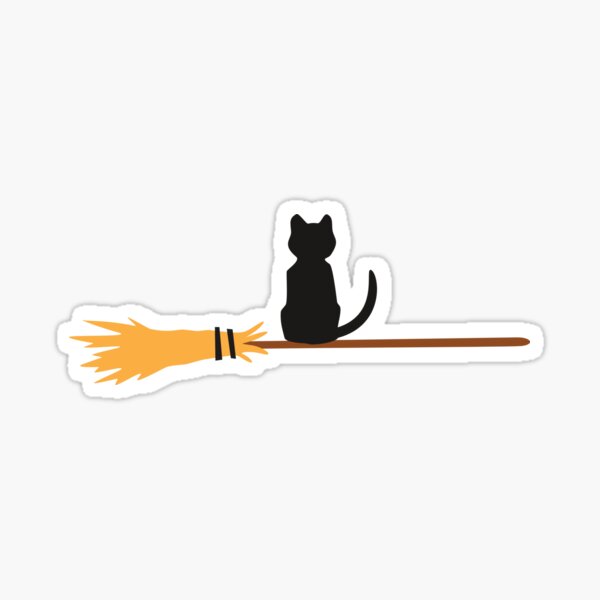 Black Cat on a Witch's Broom Sticker