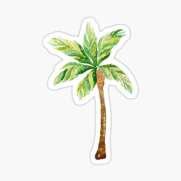 Watercolor and glitter palm tree illustration Sticker