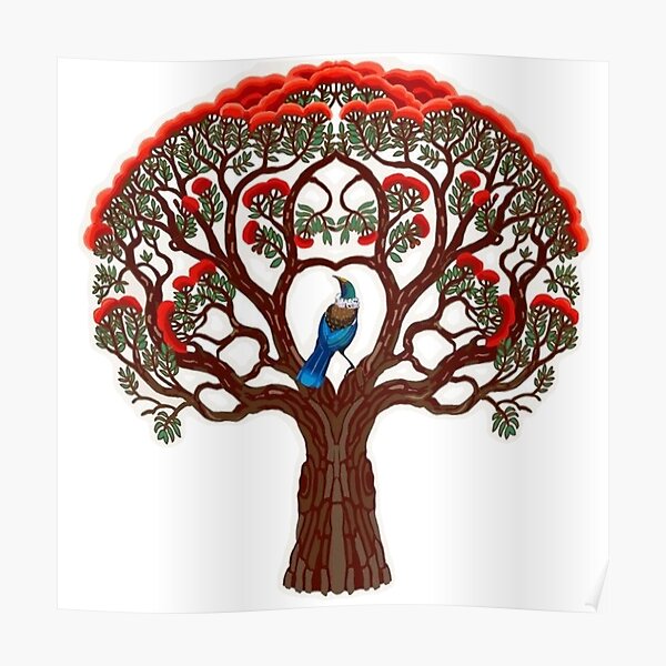 Pohutukawa and Tui Poster