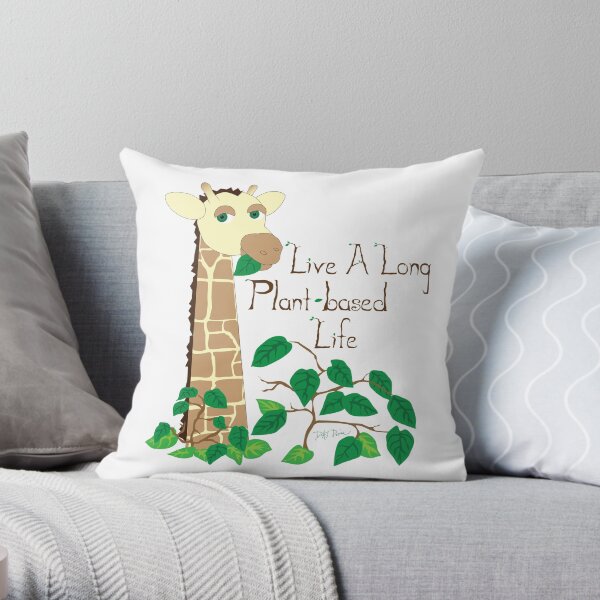 Live a Long Plant-Based Life Throw Pillow
