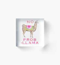 Funny Watercolor Llama Acrylic Block