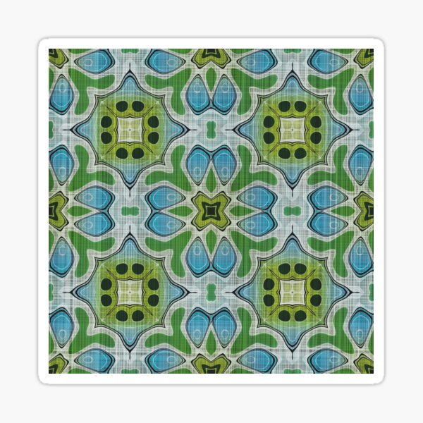 Item preview, Lime Green Turquoise Blue Gray Hip Oriental Art  designed and sold by LC Graphic Design Studio.