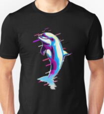 Dolphin mammal Eighties Retro Violet and Purple Unisex T-Shirt