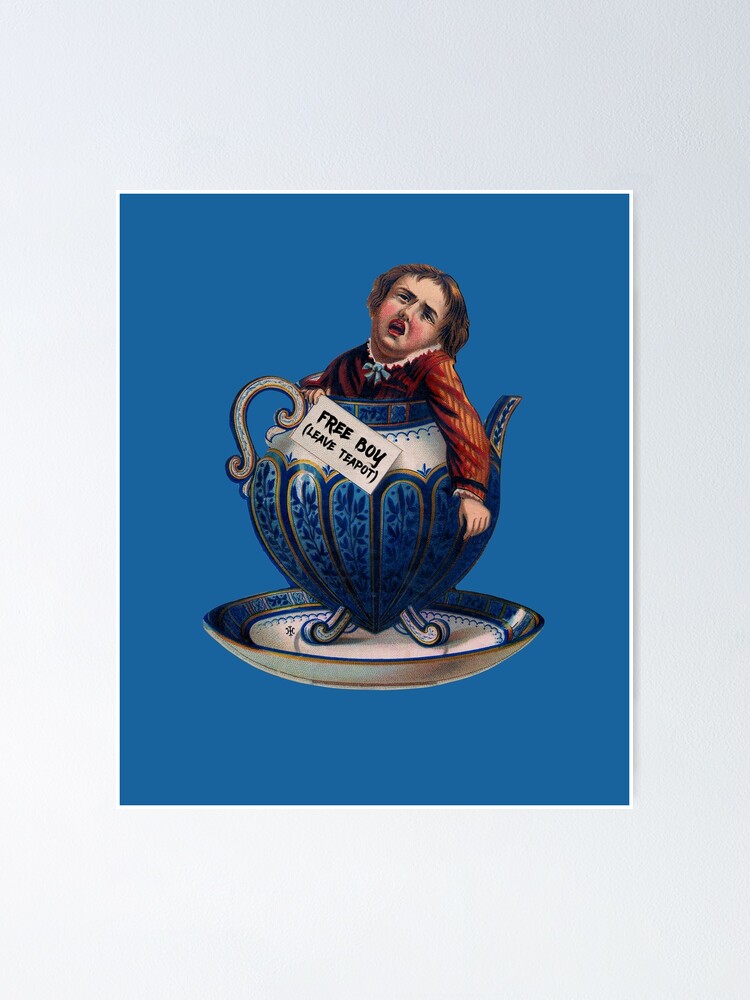 Antique Teapot Boy Crying Vintage Image Tee Shirts" Poster by manbird Redbubble