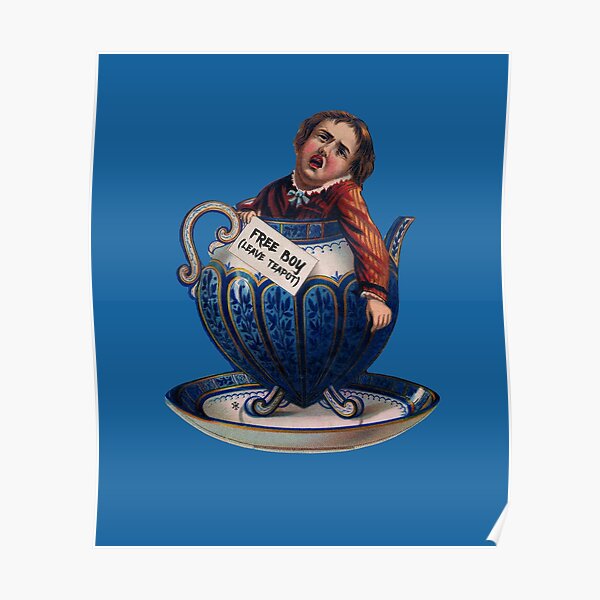 Antique Teapot Boy Crying Vintage Image Tee Shirts" Poster by manbird Redbubble