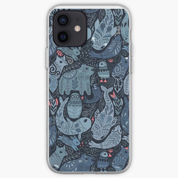 Arctic animals. Narwhal, polar bear, whale, puffin, owl, fox, bunny, seal. iPhone Soft Case