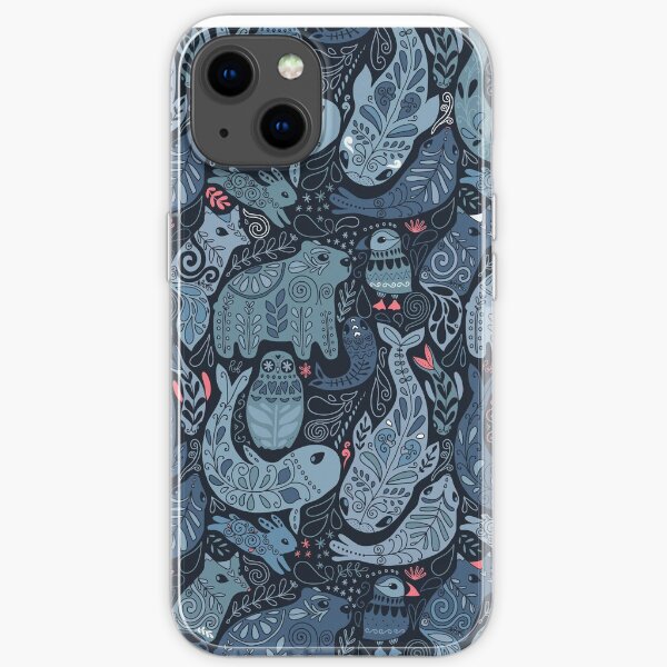 Arctic animals. Narwhal, polar bear, whale, puffin, owl, fox, bunny, seal. iPhone Soft Case