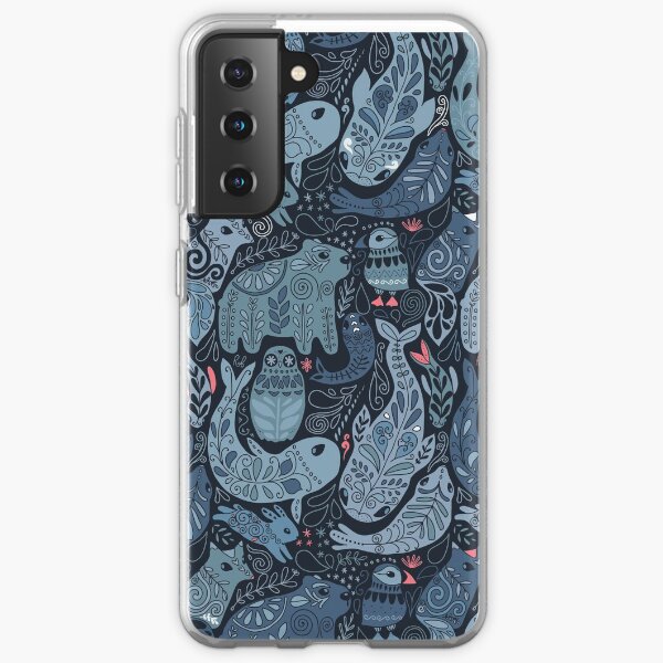 Arctic animals. Narwhal, polar bear, whale, puffin, owl, fox, bunny, seal. Samsung Galaxy Soft Case