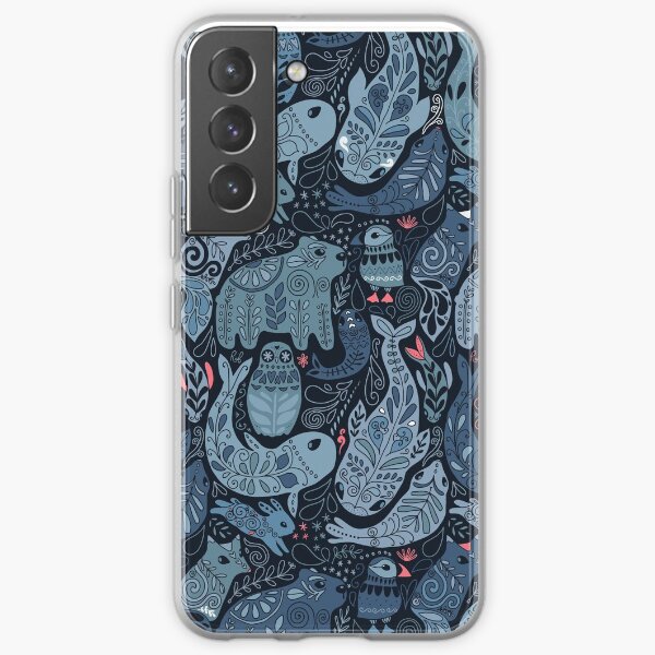 Arctic animals. Narwhal, polar bear, whale, puffin, owl, fox, bunny, seal. Samsung Galaxy Soft Case