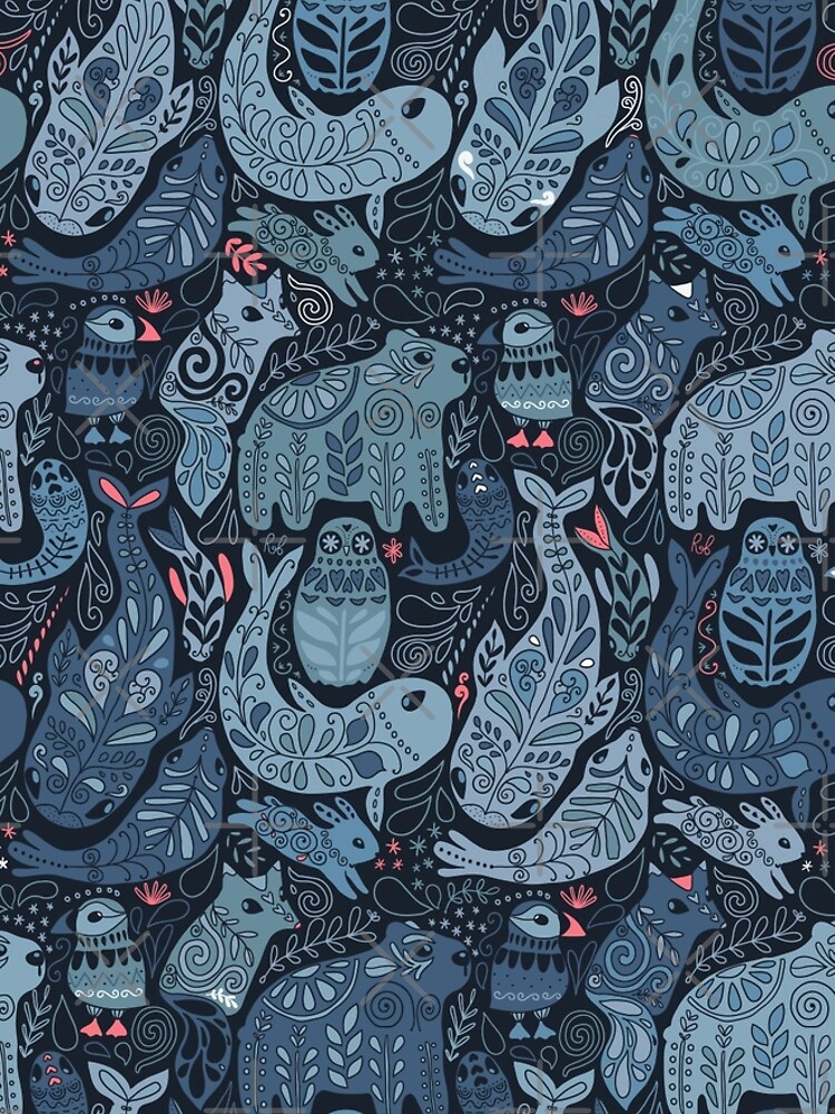 Arctic animals. Narwhal, polar bear, whale, puffin, owl, fox, bunny, seal. by kostolom3000