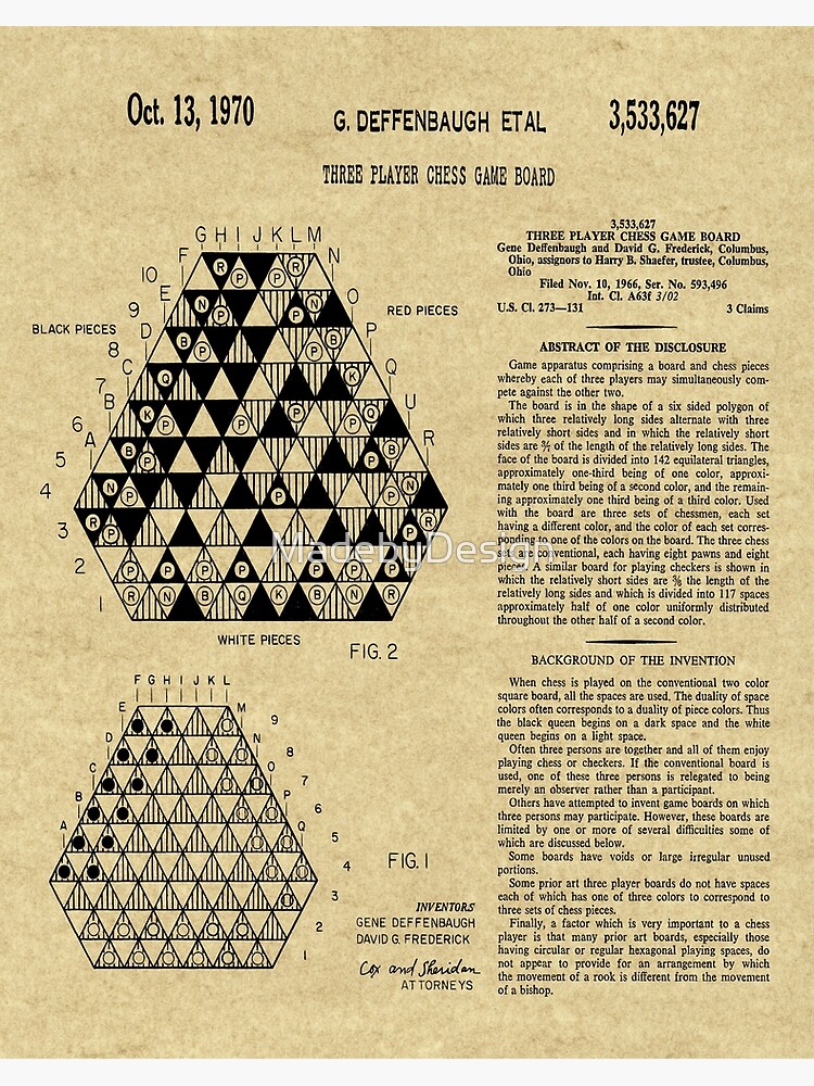 Chess Board Patent Print Chess Master Grand Master Chess 