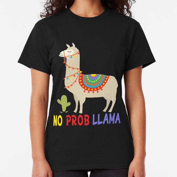 No Probllama Llama Toddler T-Shirt Funny Quote Saying Cute Gift
