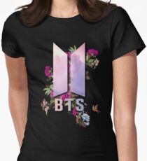 Camiseta entallada para mujer BTS NEW LOGO FLOWERS EDITION
