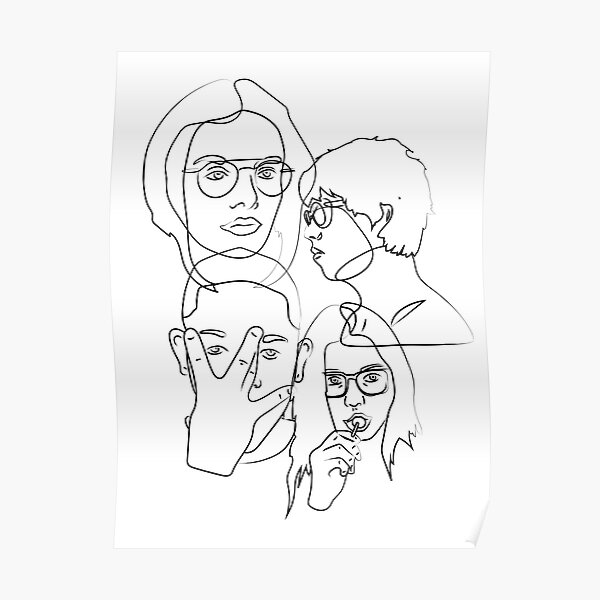 line art girls and boys Poster