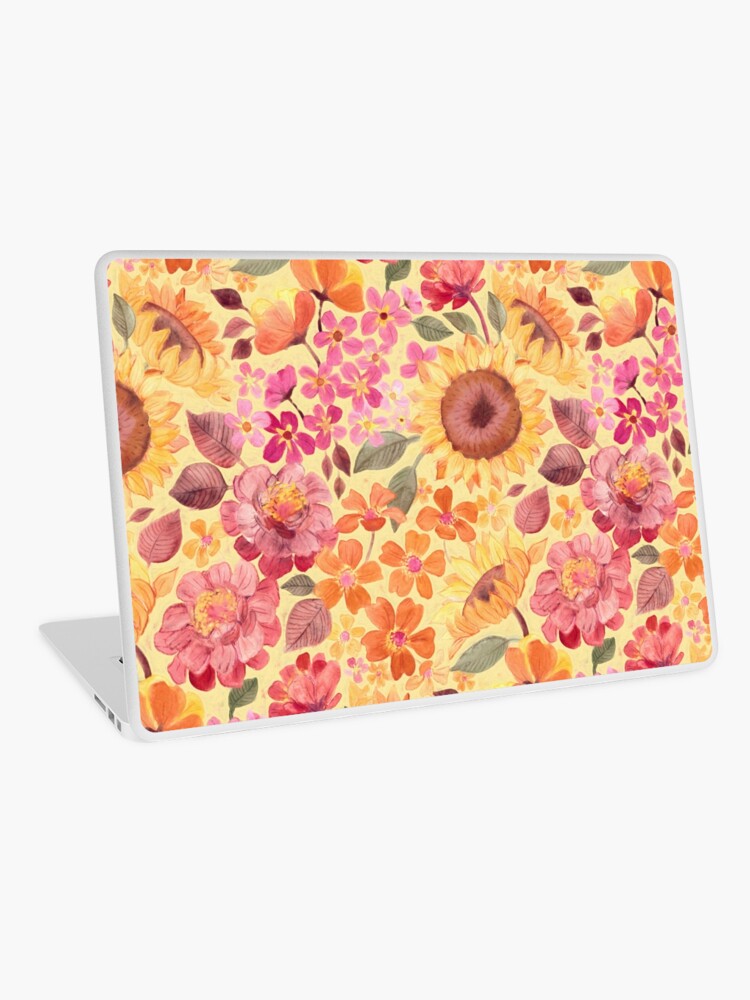 Aperçu 1 sur 2. Skin adhésive d'ordinateur avec l'œuvre Happy Boho années 60 Floral créée et vendue par micklyn.