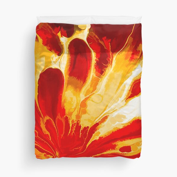 Red Explosion Abstract Duvet Cover