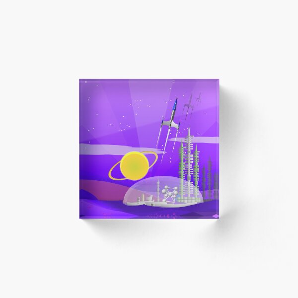 Mars Colony - Night Acrylic Block