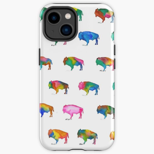 Whimsical Multi-Watercolored Buffalo Print iPhone Tough Case