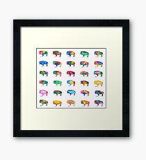 Whimsical Multi-Watercolored Buffalo Print Framed Print