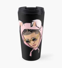 BAD BUNNY IN A PINK BUNNY HOODIE Travel Mug