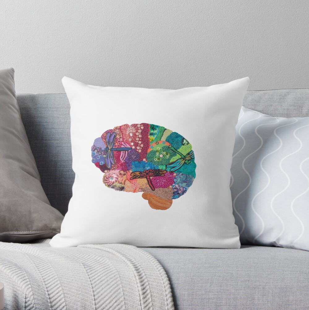 Dragonfly Brain - Creativity and Change Throw Pillow
