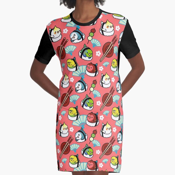 Sushi Time with Cody the Lovebird & Friends Graphic T-Shirt Dress
