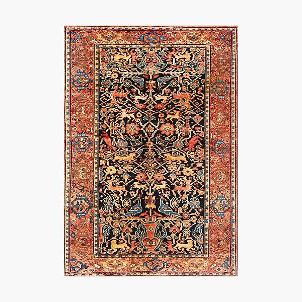 Item preview, Antique Persian Feraghan Vase Rug with Animals Print designed and sold by Vicky Brago-Mitchell®.