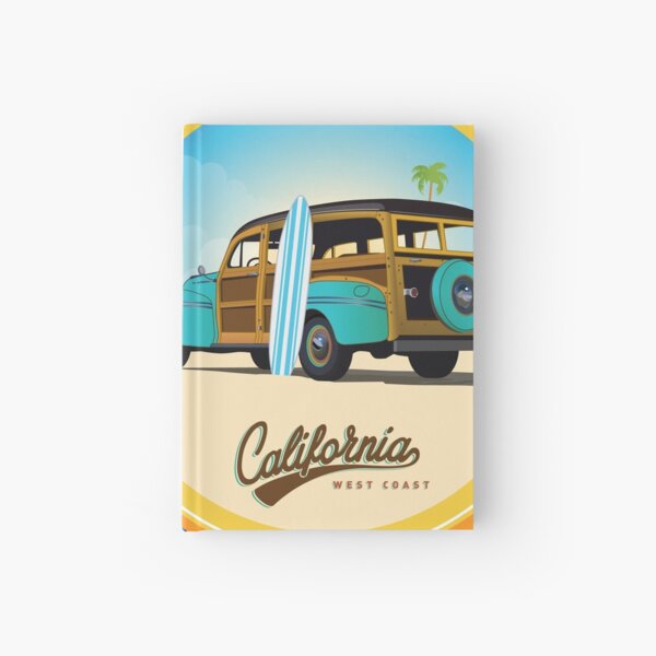 Vista previa del artículo con la obra «Logotipo de Surf City Santa Cruz con Woodie en la playa California Dark», diseñado y vendido por Frank Schuster.