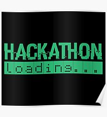 Hackathon Loading Green Retro Coding Code Poster
