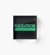 Hackathon Loading Green Retro Coding Code Acrylic Block