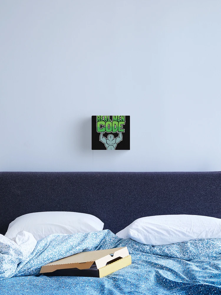 Thumbnail 2 of 3, Canvas Print, Real Men Code Developer Programmer Coder designed and sold by Bronby.