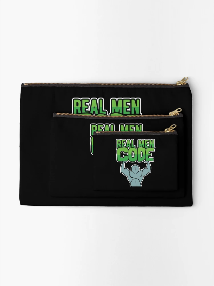 Thumbnail 2 of 4, Zipper Pouch, Real Men Code Developer Programmer Coder designed and sold by Bronby.