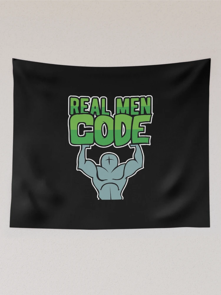 Thumbnail 2 of 3, Tapestry, Real Men Code Developer Programmer Coder designed and sold by Bronby.