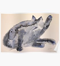 Shameless Cats: Tongue Bath Black Cat Poster
