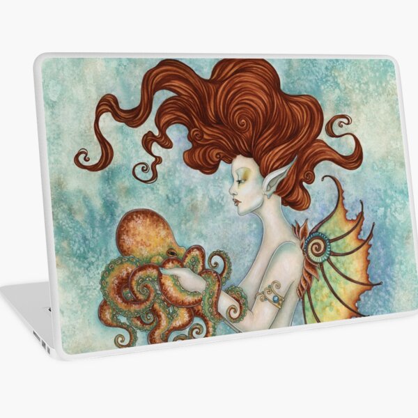 Aperçu de l'œuvre Sirène et poulpe créée et vendue par AmyBrownArt.
