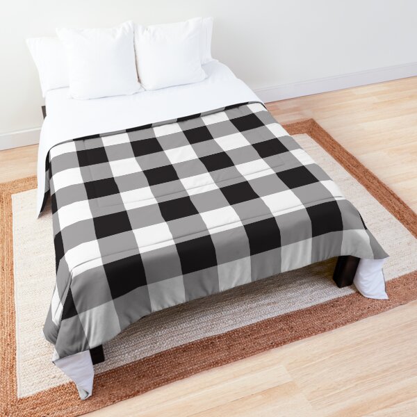 Black Buffalo Plaid Pattern Stripes Comforter