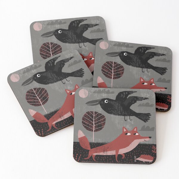 Item preview, Fox, crow, tree and hedgehog designed and sold by gklucas.