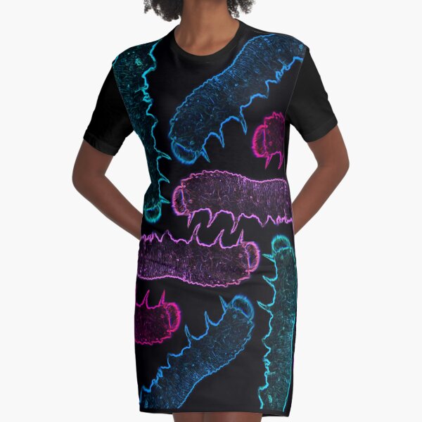 Neon Caterpillar pattern Graphic T-Shirt Dress