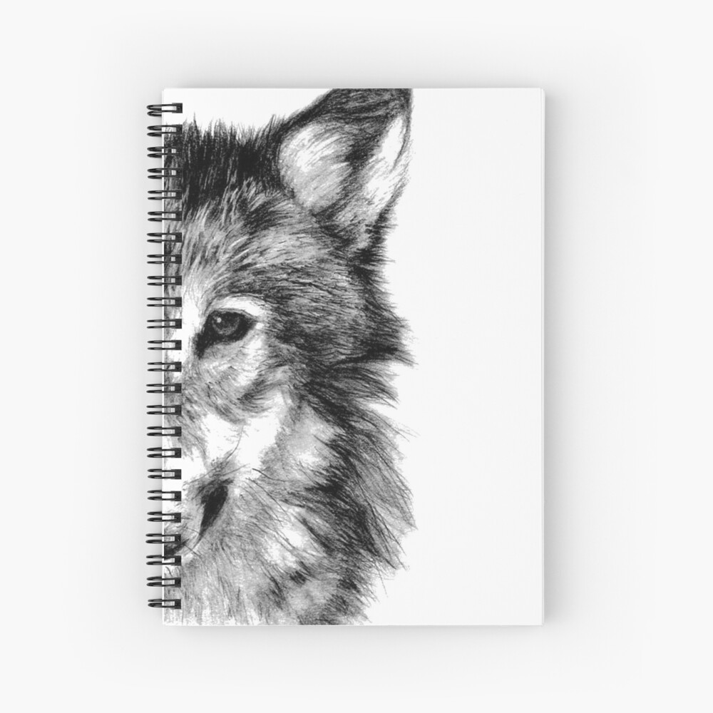 Cuaderno de espiral «Lobo gris Dibujo Dibujo a lápiz» de JoeEgy | Redbubble