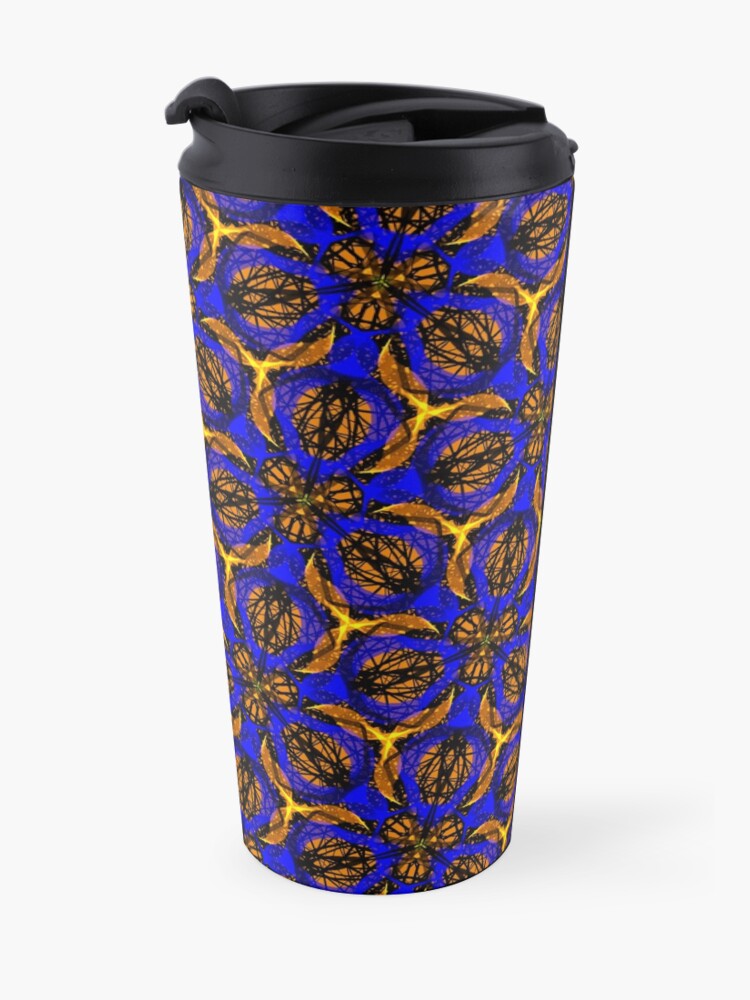 Alternate view of Blue yellow African print Travel Mug
