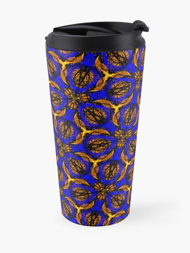 Alternate view of Blue yellow African print Travel Mug