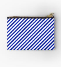 Small Cobalt Blue and White Candy Cane Stripe Zipper Pouch