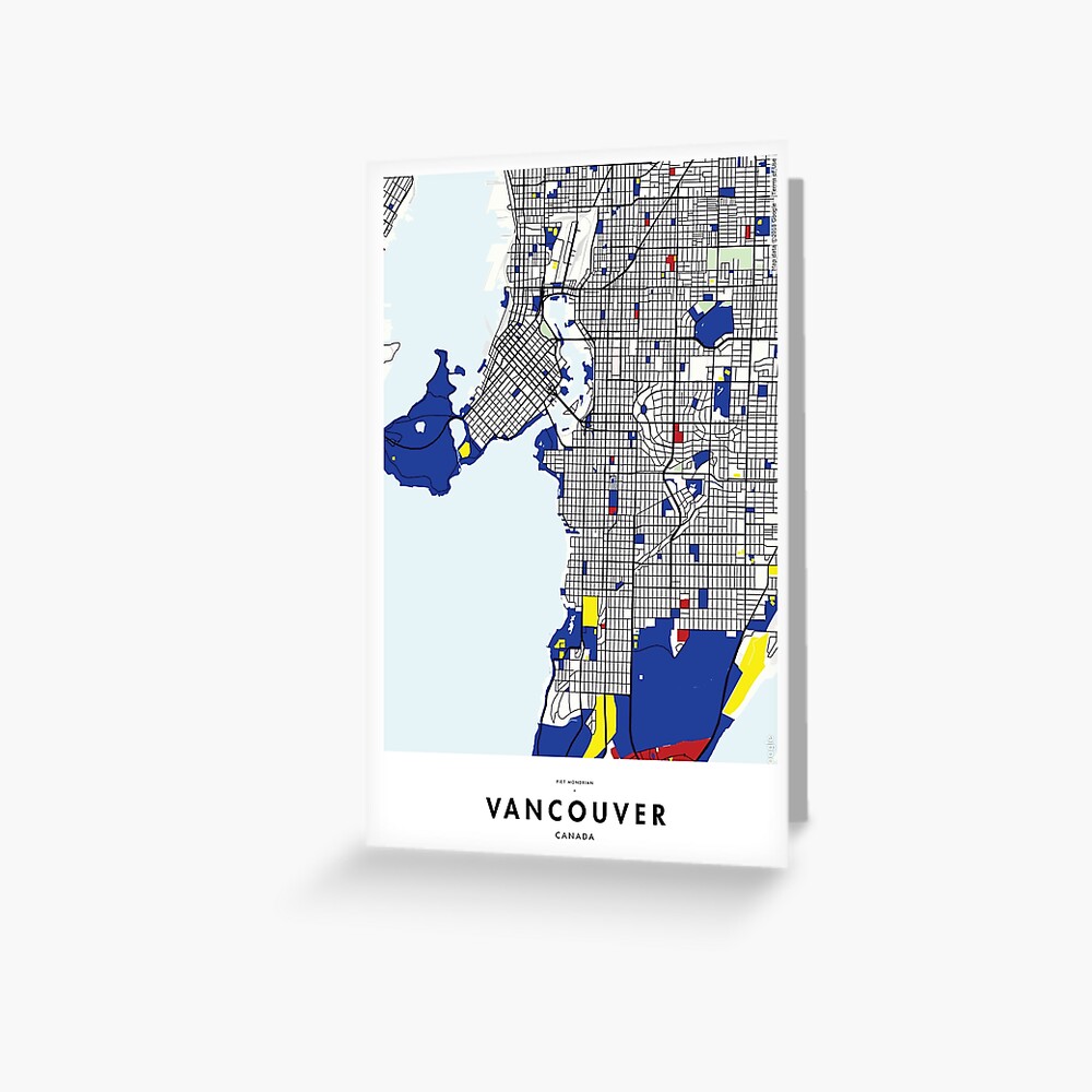 "Vancouver (Canada) Map x Piet Mondrian" Greeting Card for Sale by