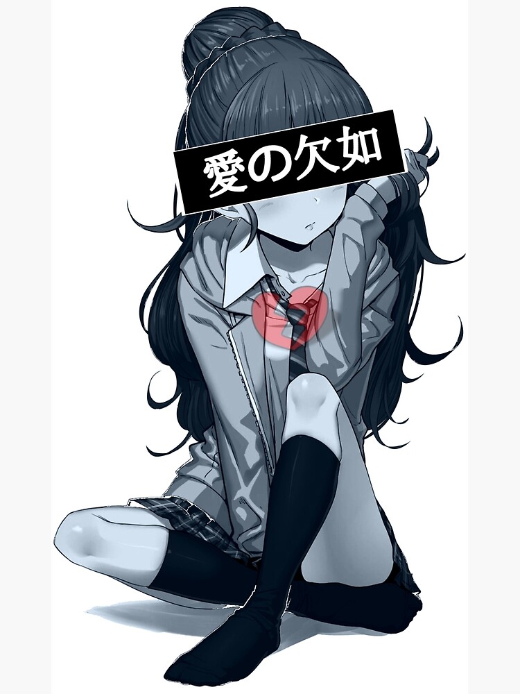 "Sad Girl Anime Aesthetic, Broken Heart" Art Print by ...