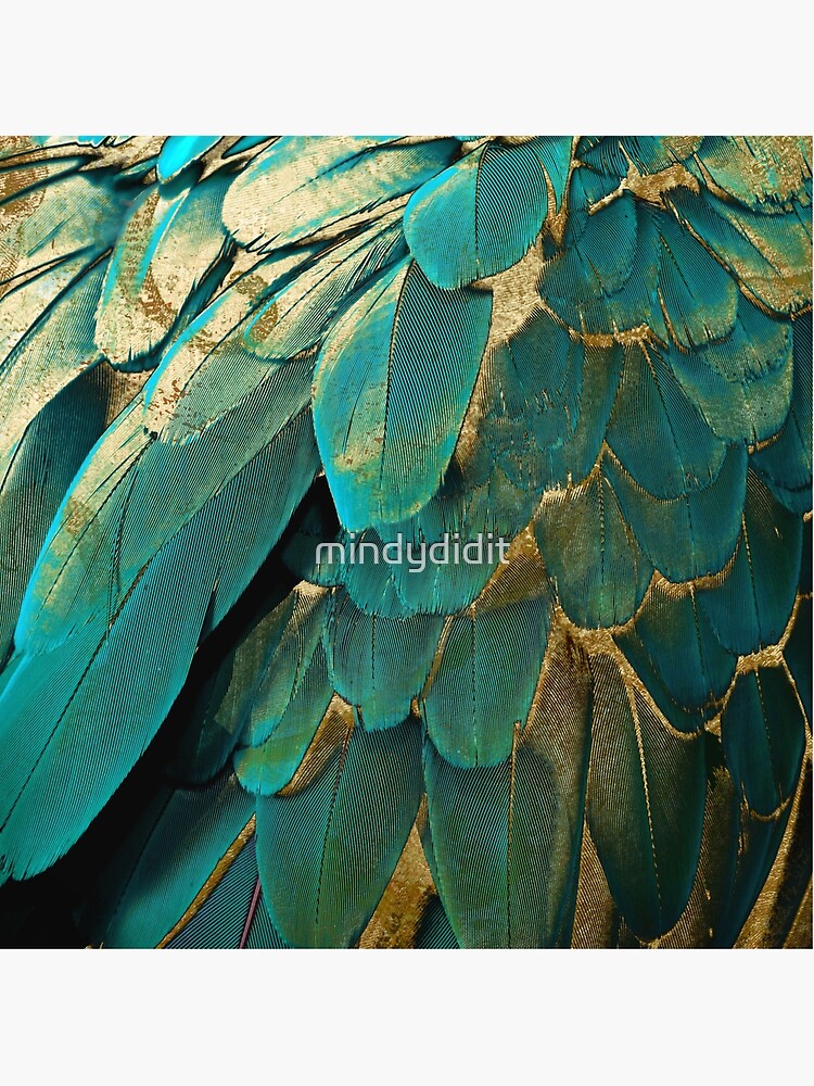Feather Glitter Teal and Gold by mindydidit