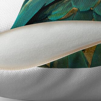 Alternate view of Feather Glitter Teal and Gold Throw Pillow