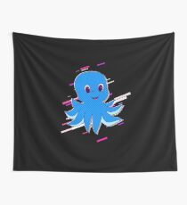 Animal cartoon Eighties Retro Violet and Purple Wall Tapestry