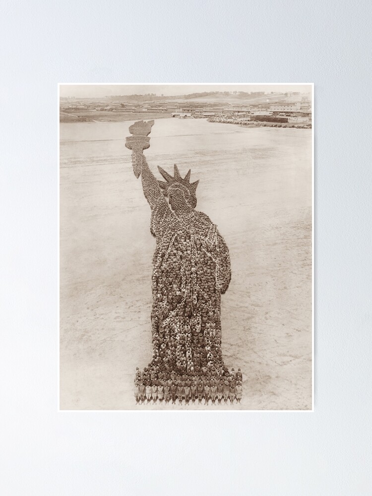 "Statue of Liberty Human Formation By Arthur Mole 1918" Poster for