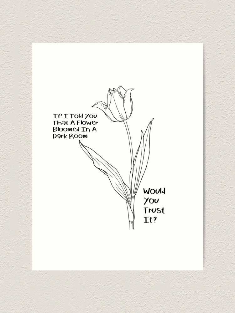 "If I Told You That A Flower Bloomed In A Dark Room, Would You Trust It